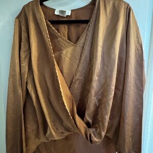 Renee C. Bronze Draped Blouse